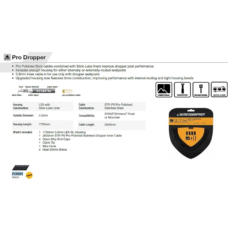 Jagwire Pro Dropper Cable Kit - Black for Dropper Seatposts