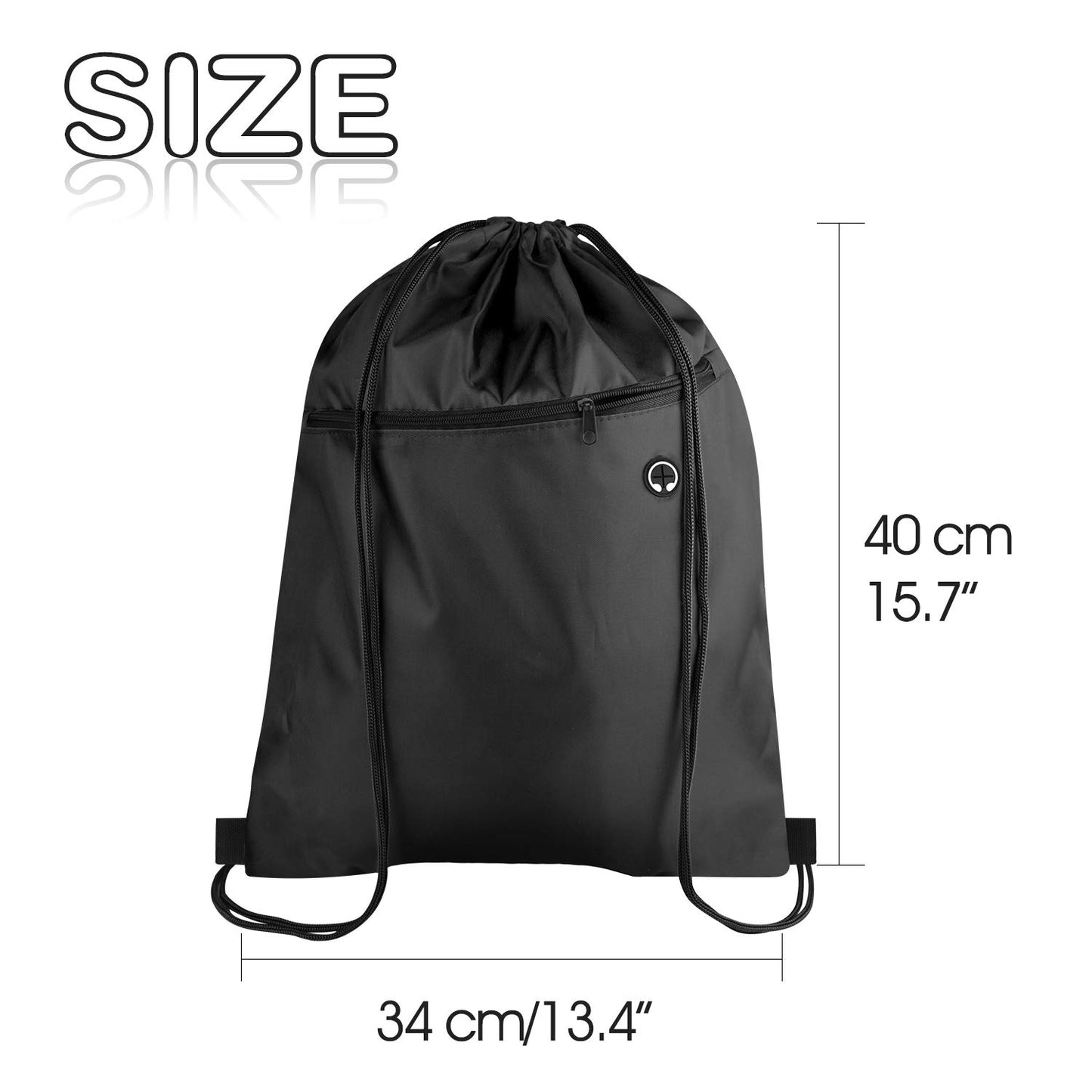 KUUQA 12Pcs Drawstring Bags with Zipper Pocket Pull String Backpack Bags Bulk（Colorful）