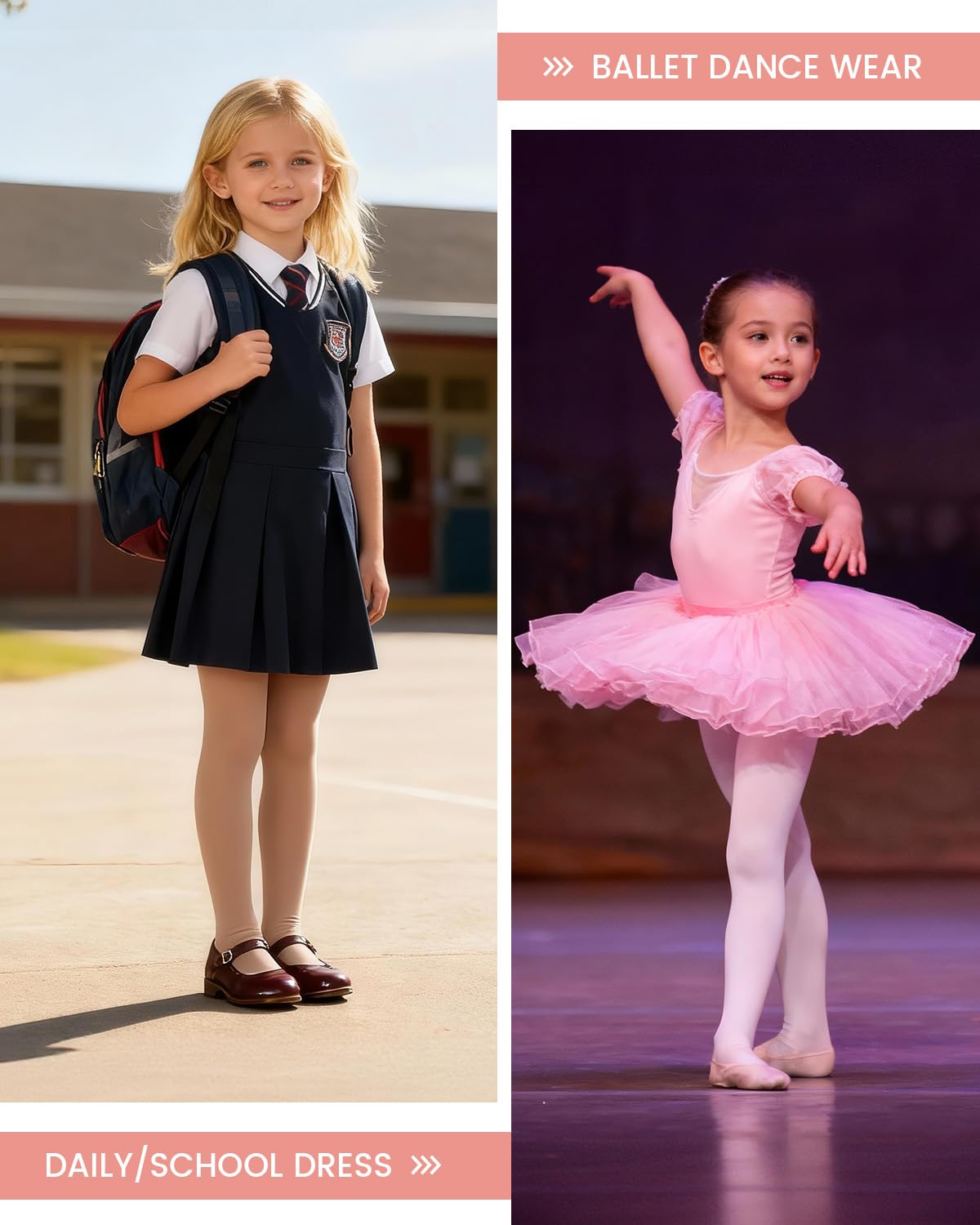 Century Star Toddler Ballet Tights White for 1-3t Girls-Soft Footed Dance Tights Leggings