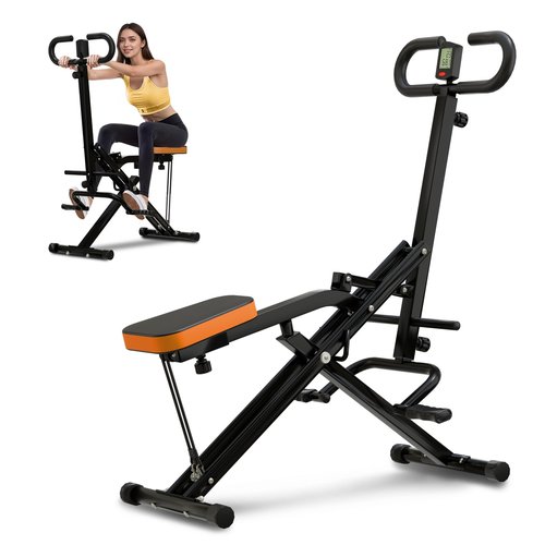 Canisflax Squat Machine for Home, Squat Assist Trainer with Adjustable Resistance, Foldable Rowing Machine, LCD Display, Exercise Trainer with 265LBS Capacity for Glutes Legs Workout, Black
