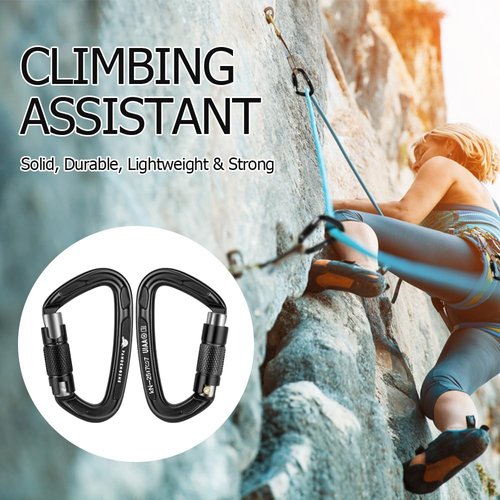 T-Fly Auto Locking Climbing Carabiner Clips 25KN (5620 lbs), Heavy Duty Carabiners for Rock/Ice Climbing, Rappelling, Rescue, Hammocks 3.9" Large Size
