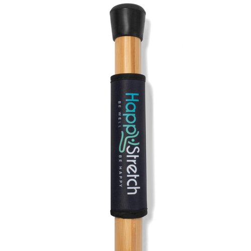 Yoga Stick Stretching, Flexibility and Strength I Bamboo Mobility Stretching Stick 5ft | Resistance Loop Exercise Bands Set of 5 | Workout Guide I Video Library | HappyStretch