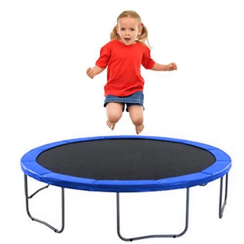 Trampoline Pad Replacement 8 Feet, Upgraded Waterproof Safety Spring Cover Round Frame Pad, No Hole for Pole