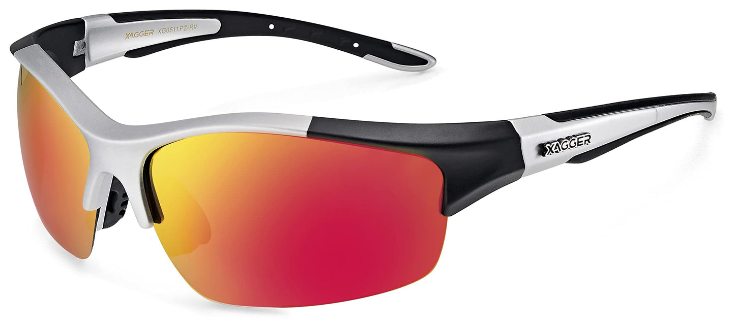 Xagger Polarized Sports Sunglasses for Men Women UV400 Wrap Around Baseball Running Cycling Fishing Golf Glasses