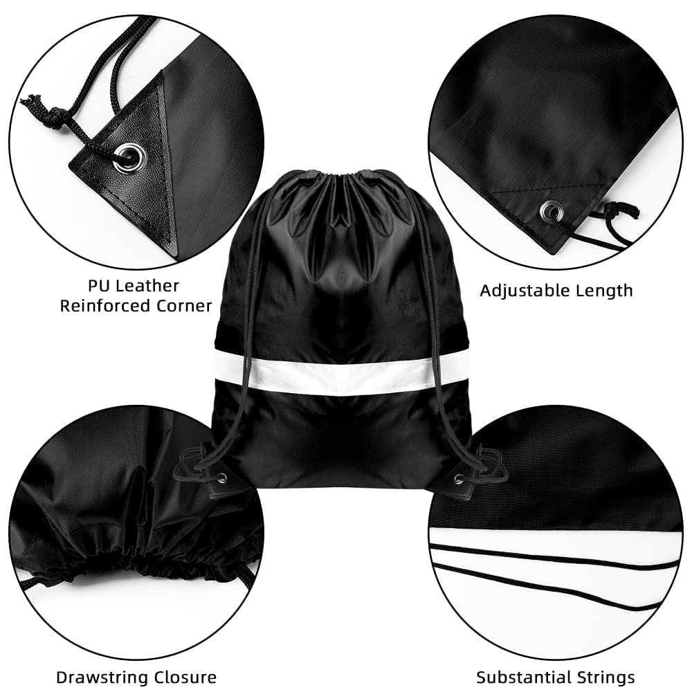 GoodtoU Drawstring Backpack Bags 12 Pcs Reflective Drawstring Backpack Cinch Bag Gym Drawstring Bags Bulk