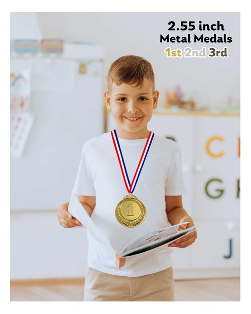 Jauisus 3 Pcs Gold Silver Bronze Medals 1st 2nd 3rd Place Award Medals for Awards, Olympic Style Winner Awards for Sports, Party, Tournaments, Prizes, Competitions (Metal, 2.55 Inch)