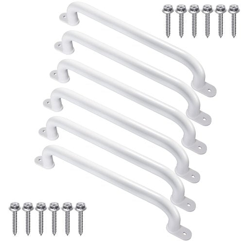Purife 17 Inch Pack of 6 White Metal Playground Safety Handles - Playset Grab Handles, Swing Sets Hand Grips Grab Rail, Kids Monkey Bar for Indoor Playroom