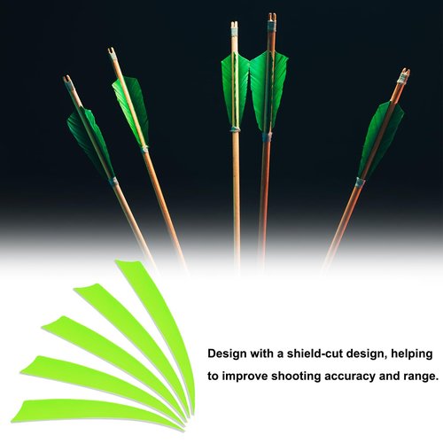 PATIKIL Arrows Vanes 4 Inch, 25 Pack Left Wing Arrow Feather Turkey Fletching Archery Accessories for DIY Target Shooting Hunting, Neon Green