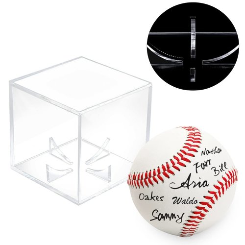 4 Pack Acrylic Baseball Display Case - UV Protected Baseball Holder for Display, Display Case for Autographed, Tennis, Golf, Billiard Balls, Memorabilia