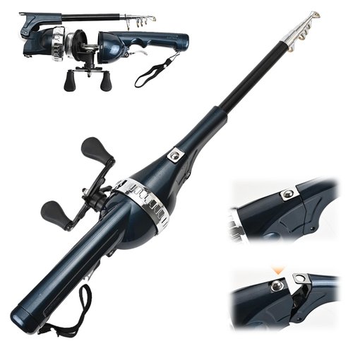 Fishing Pole Combo,4.3ft 2Pcs Telescopic Rods Set,Collapsible Carbon Fiber Fishing Rods Sea Saltwater Freshwater Kit Fishing Rod Reel Combos (Black 2set)