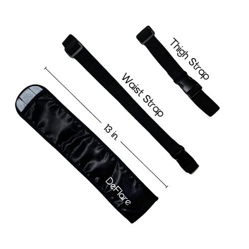 DeFlare Holster | Black Rave Fan Holster with Logo | Rave Fan Holder - Rave Festival Accessories | Hand Fan Holder & Thigh Holster for Rave Fans & Clacking Fans