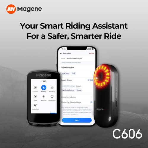 Magene C606 Smart Navigation GPS Bike Computer with Offline Map, 2.8-inch Color Touchscreen, WiFi & Bluetooth Cycling Computer, 11 Languages, IPX7 Waterproof