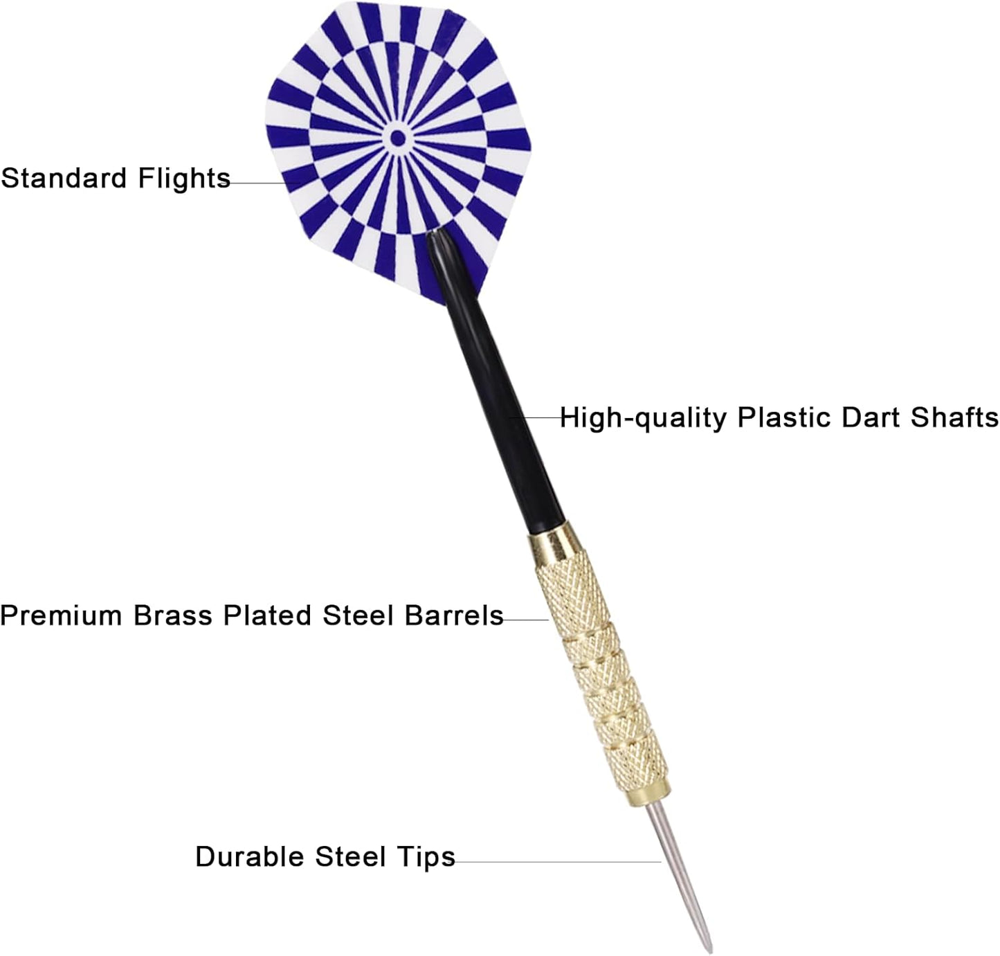 18Grams Steel Tip Darts, 18Pcs Professional Metal Tip Darts, Premium Darts Set, Standard Flights, Dart for Dartsboard, Dart for Indoor Sport