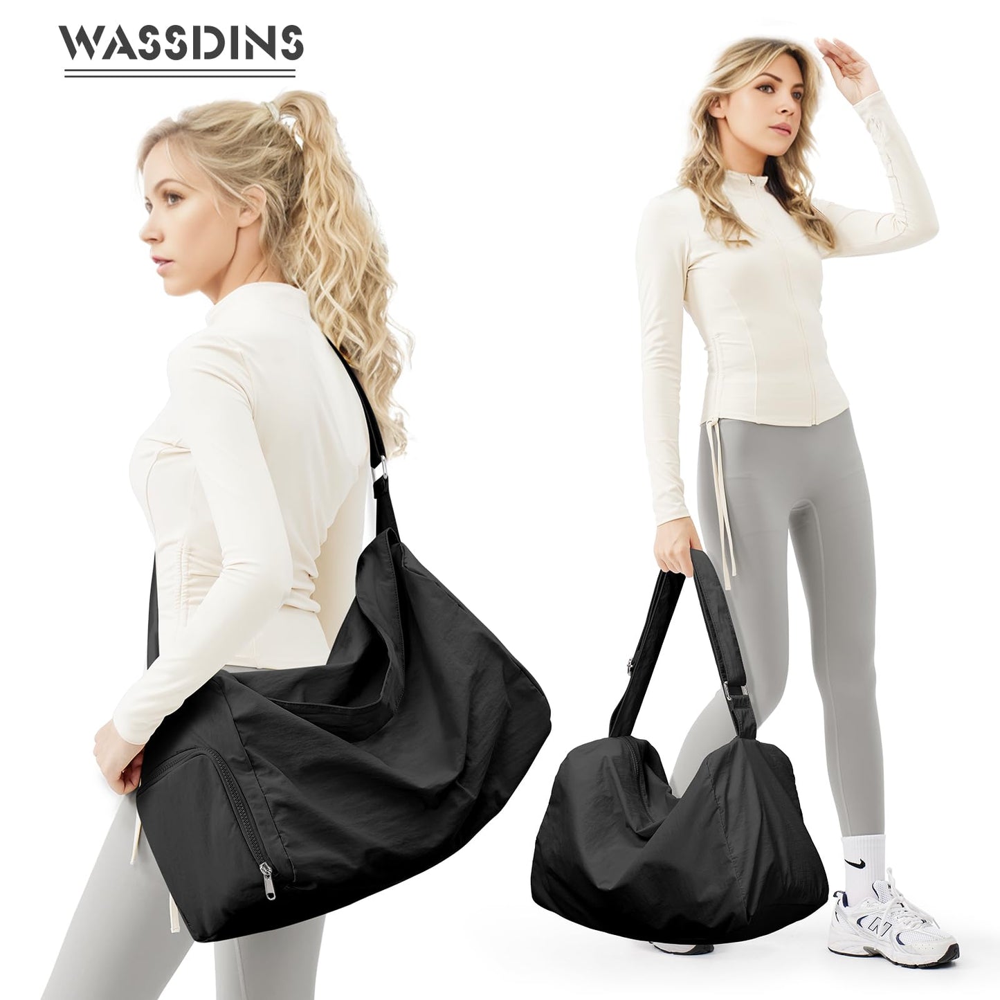 Large Gym Bag with Shoe Compartment, Workout Sport Duffle Bag for Women Travel, Waterproof Shoulder Overnight Bags Lightweight Carry on Tote Bags for Swim, Yoga, Dance