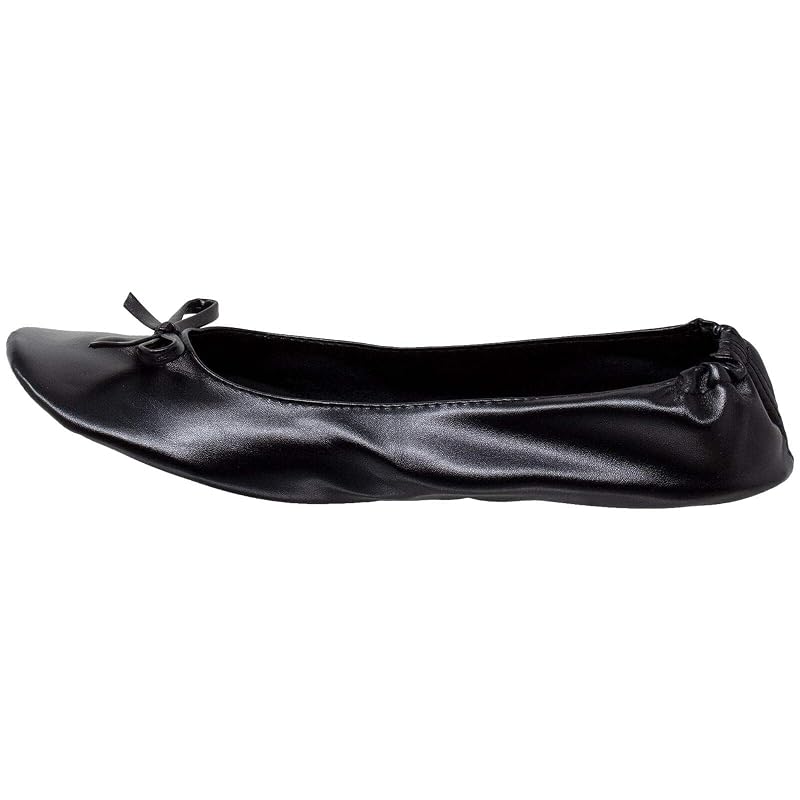 Untssiw Black Medium Foldable Ballet Flats with Pouch - Travel Roll Up Shoes