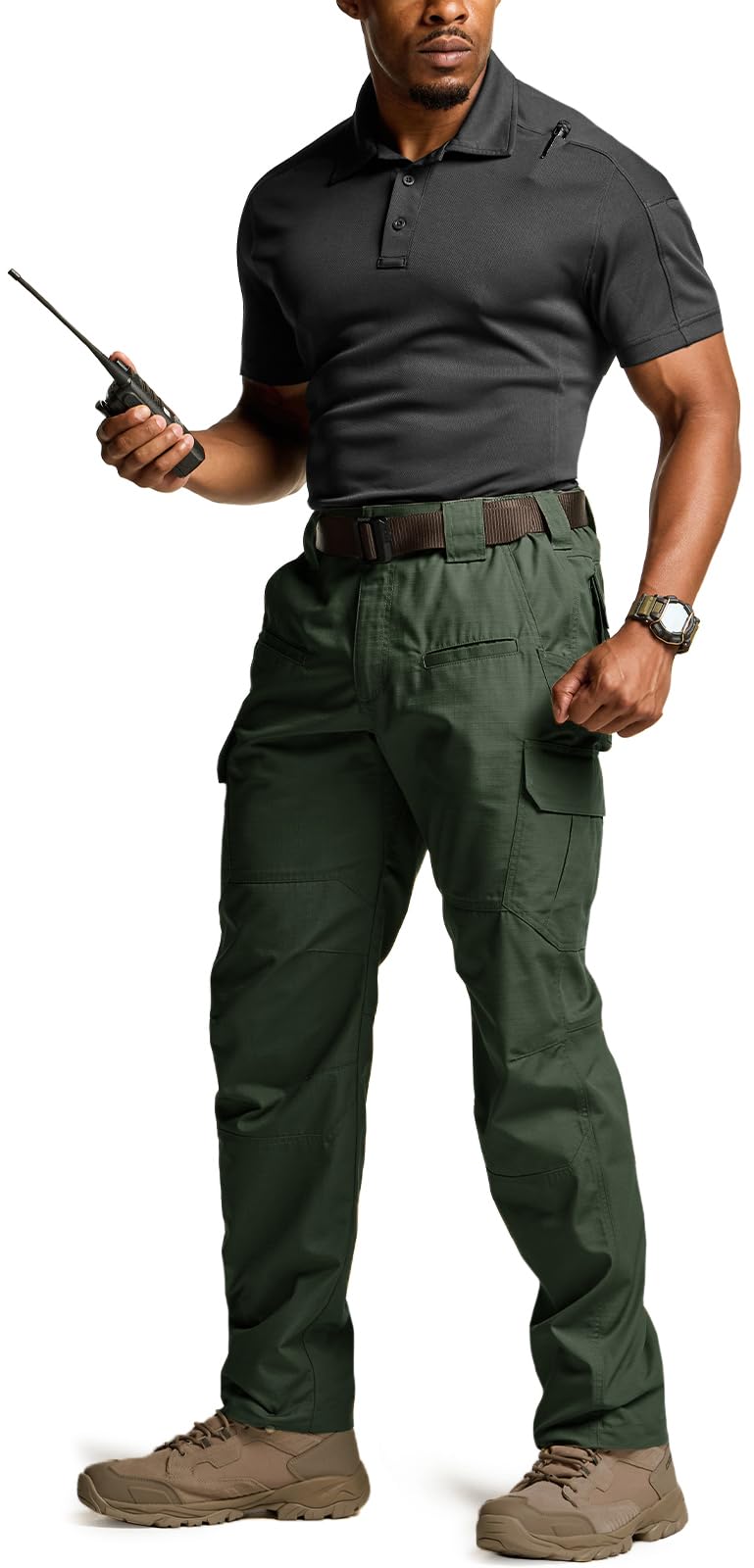 CQR Men's Tactical Pants, Water Resistant Ripstop Cargo Pants, Lightweight EDC Work Hiking Pants, Outdoor Apparel, Raider Green Kelp, 46W x 30L