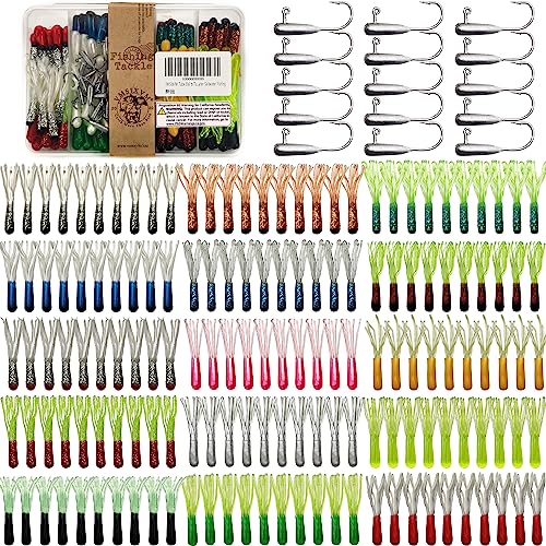 165 Pcs Crappie Tube Lures Kit - Soft Plastic Baits & Jig Heads for Freshwater Saltwater Fishing