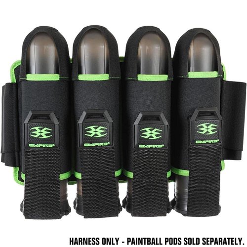 Empire Omega Paintball 4 Pod Harness Hook & Loop Strap Pack Black w/Green, Black / Lime