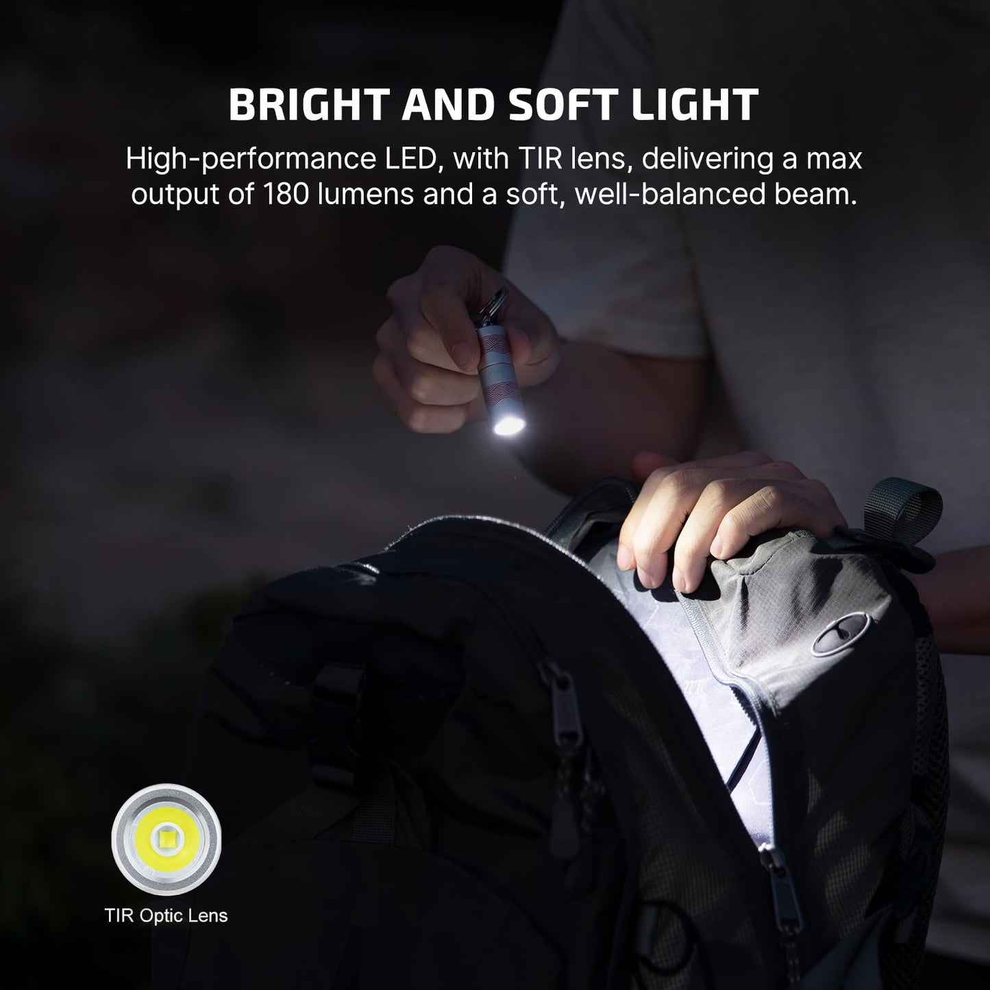 OLIGHT I1R 2 Pro Eos 180 Lumens EDC Rechargeable Keychain Flashlight, Powered by Built-in Rechargeable Battery with Type-C USB Cable, Slim Mini Handheld Light for Everyday Carry (Capsule Orange)