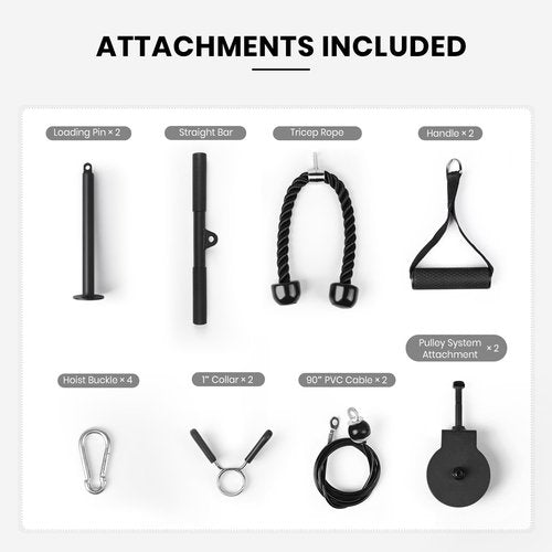 LIONSCOOL Multifunctional Wall Mounted Pull Up Bar with Pulley System (48" APART)