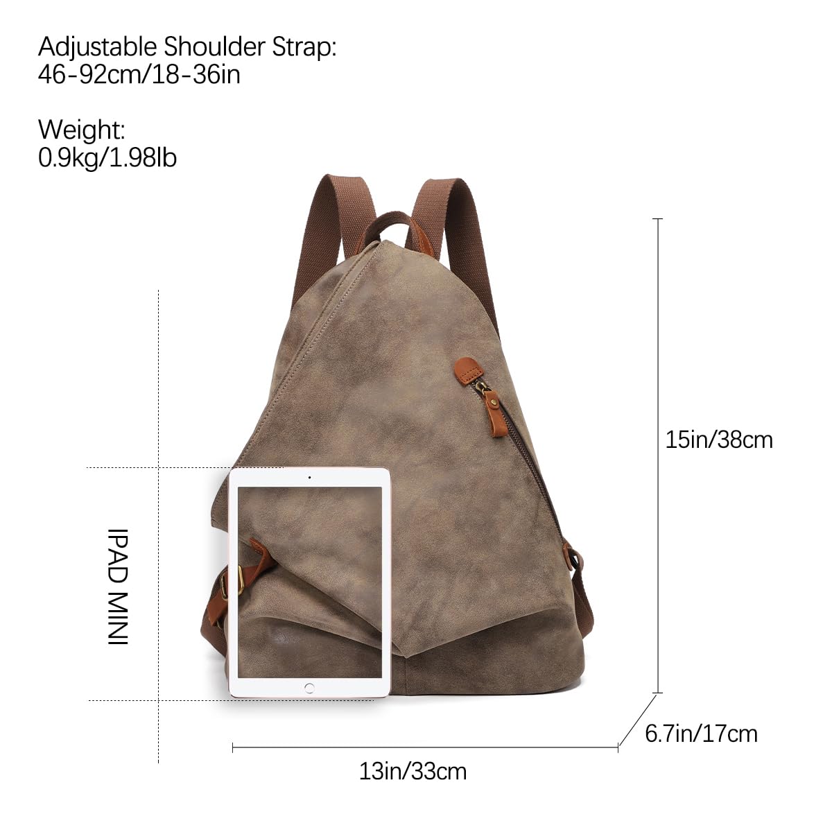 KL928 PU Leather Vintage Backpack – Large Casual Daypack Outdoor Travel Rucksack Hiking Backpacks for Men Women