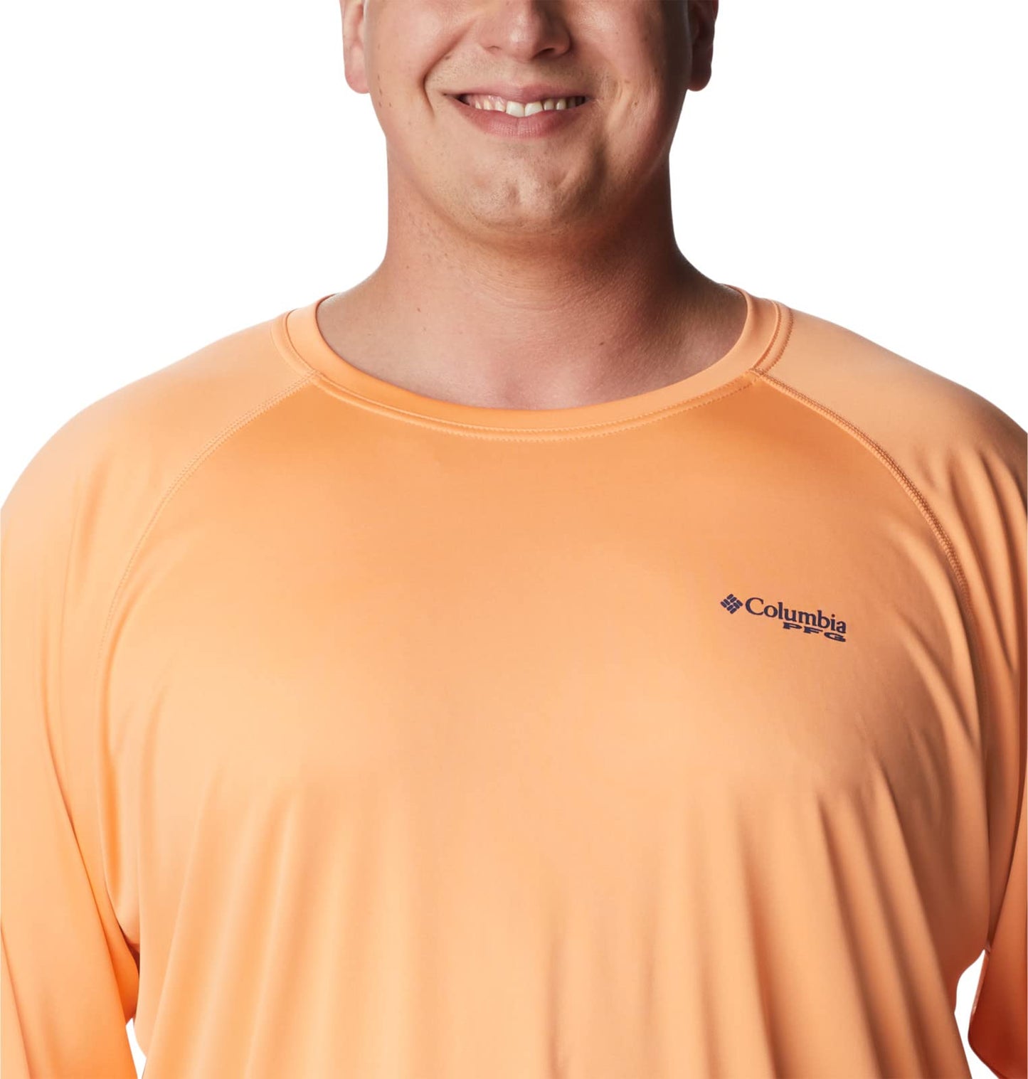 Columbia Men's Terminal Tackle Long Sleeve Shirt, Bright Nectar/Carbon Logo, 1X Big