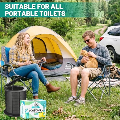 Lemon-Scented Portable Toilet Gel Powder 125 Pack for Camping & Travel