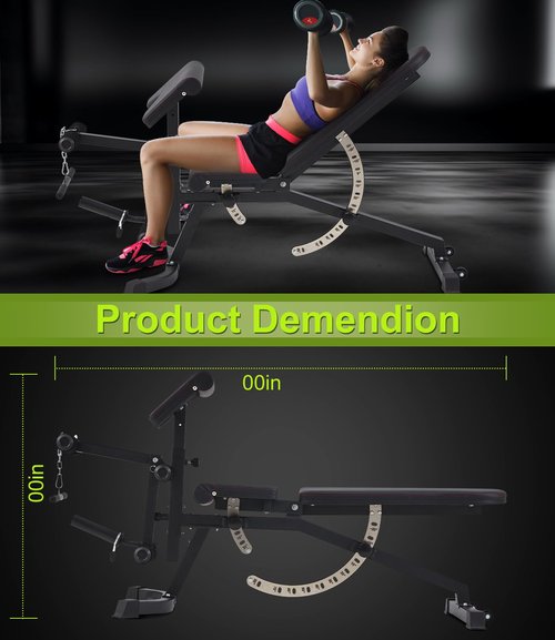 RUNFREELY Adjustable Weight Bench with Leg Extension and Leg Curl, 800LBS Utility Workout Bench with Preacher Curl for Weight Lifting, Incline-flat-decline Full Body Bench for Home Gym