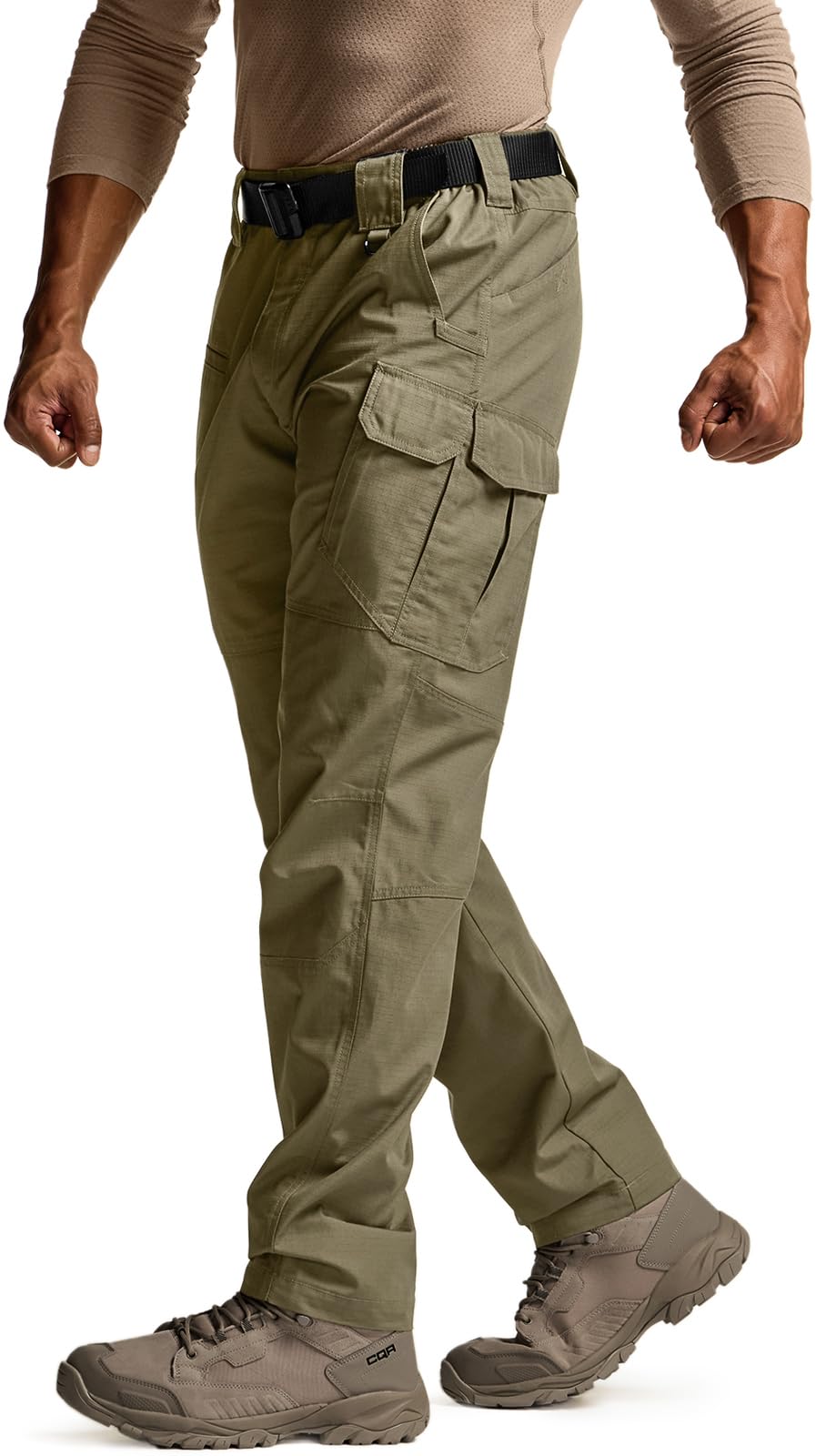 CQR Men's Tactical Pants, Water Resistant Ripstop Cargo Pants, Lightweight EDC Work Hiking Pants, Outdoor Apparel, Raider Mag Pocket Soil Green, 42W x 30L