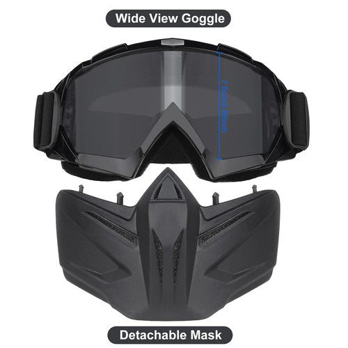 VPZenar Airsoft Helmet, Black Tactical Helmet With Detachable Anti-Fog Gray Goggles, Full Face and Paintball Mask for Cosplay Tactical Gear