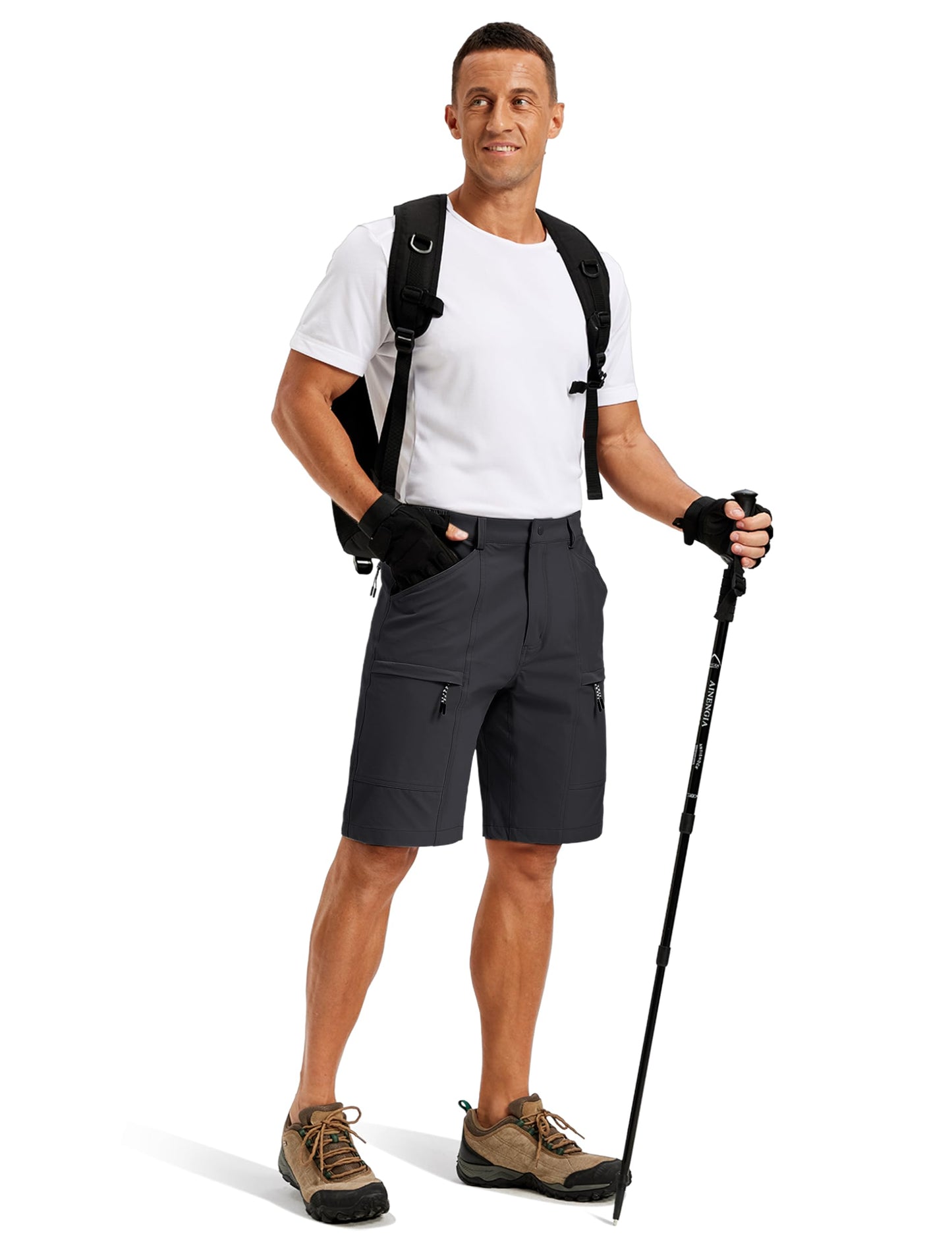 TACVASEN Men's Hiking Cargo Shorts Quick Dry Lightweight Shorts with Zipper Pockets for Casual Golf Travel Work Black 38