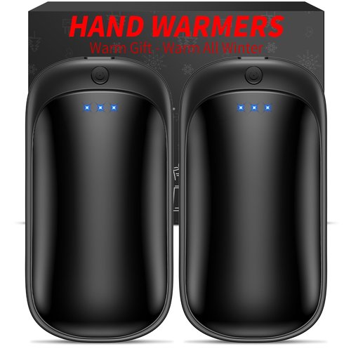 Lerat 2 Pack Hand Warmers Rechargeable, Portable Electric Hand Warmers Reusable, USB 2 in 1 Handwarmers, Outdoor/Indoor/Warm Gifts for Men Women Kids (Black&Black*2)