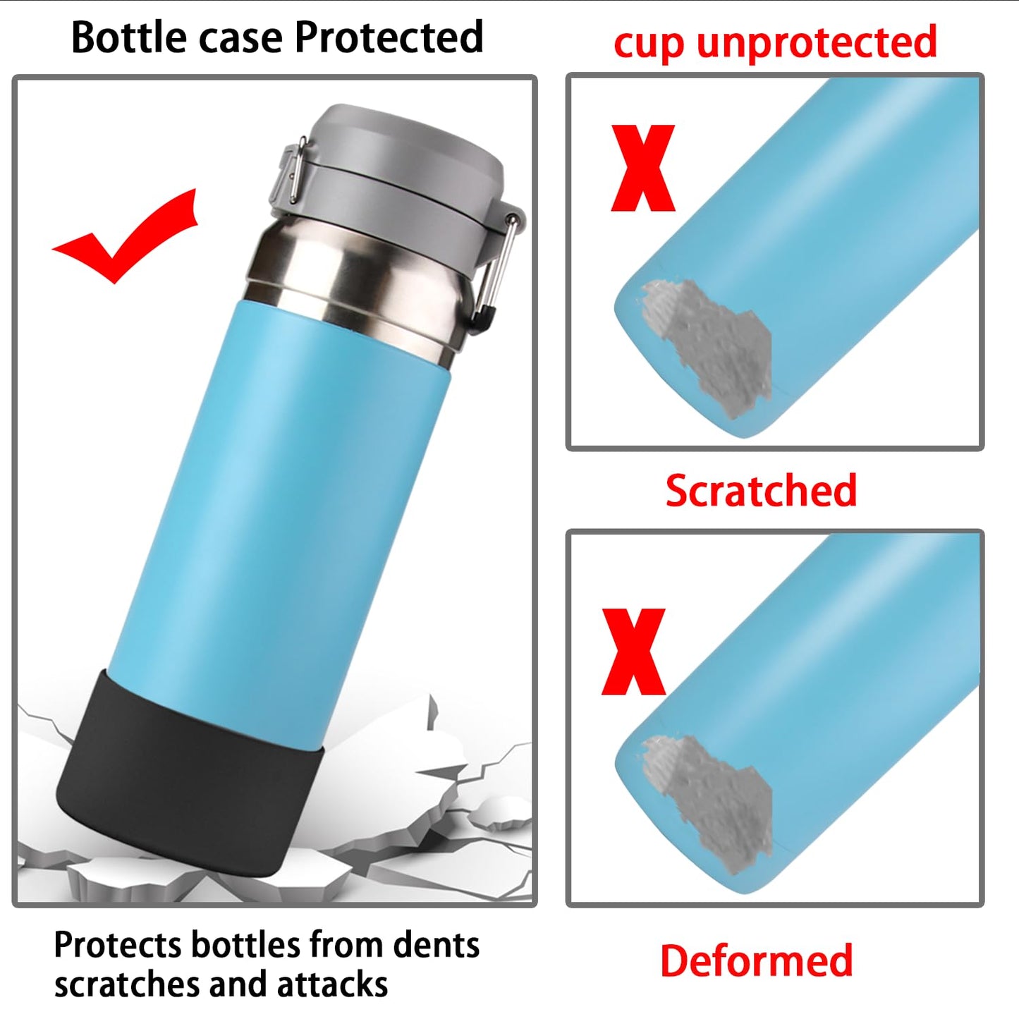 2Pcs Silicone Boot Sleeve for Stanley IceFlow Fast Flow Water Bottle 24oz,Silicone Boot Bumper for Stanley Quencher 40oz,for IceFlow 20oz 30oz,for Quick Flip GO 24oz Bottle（Thickened） (Black)