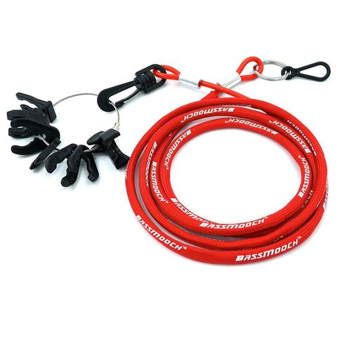 BassMooch Red Boat Safety Lanyard, 60 Inch Steel Wire, 8 Key Options