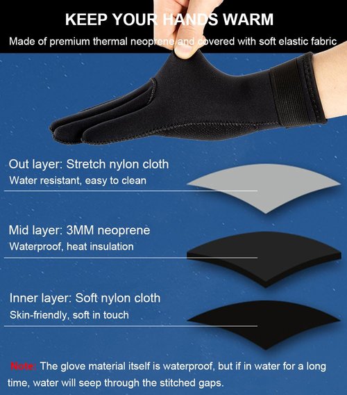 SUJAYU 3mm Neoprene Diving Gloves Dive Gloves, Anti Slip Pool Glove Waterproof Fishing Gloves for Swiming Kayaking Paddling, Scuba Gear Scuba Diving Gear Scuba Diving Accessories (Medium)