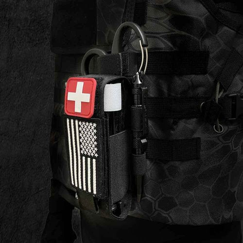 Molle TQ Tourniquet Pouch Holder & Tactical Trauma Medical Shear Flashlight Duty Belt Holster