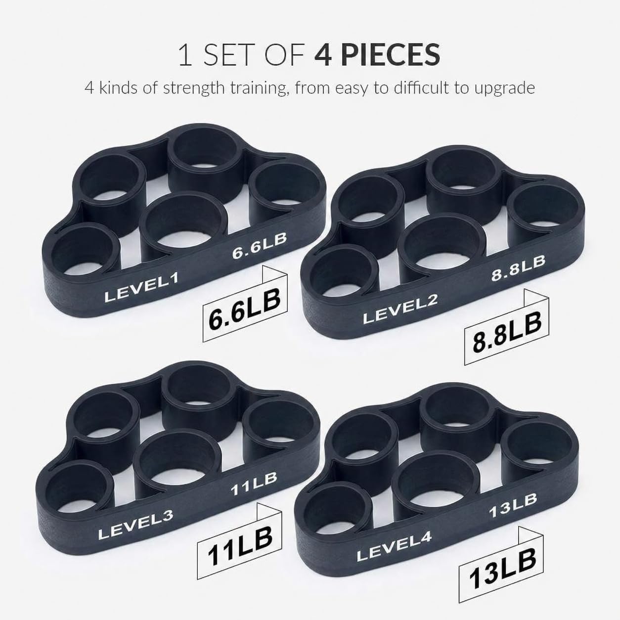 4 Pack Hand Exerciser Grip Strengthener, Finger Stretcher Hand Grip Resistance Bands Hand Strengthener Hand Strengthening Forearm Exerciser for Arthritis