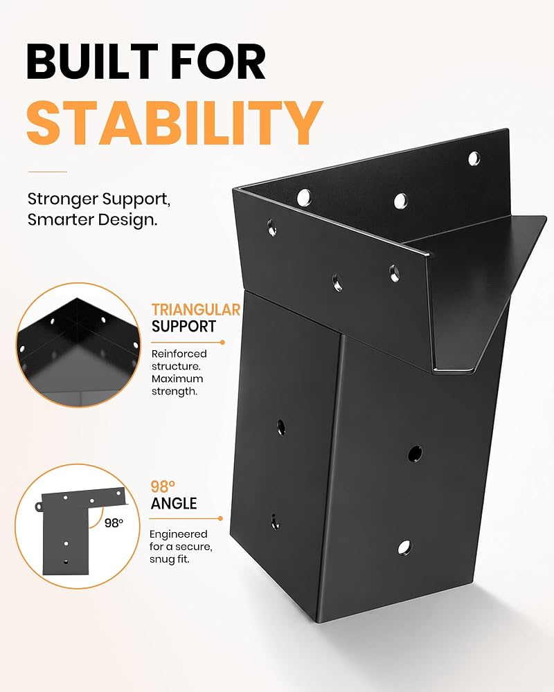 Heavy Duty 4x4 Deer Stand Brackets – 4 Pack Steel Corner Mounts for Hunting Blind Platform
