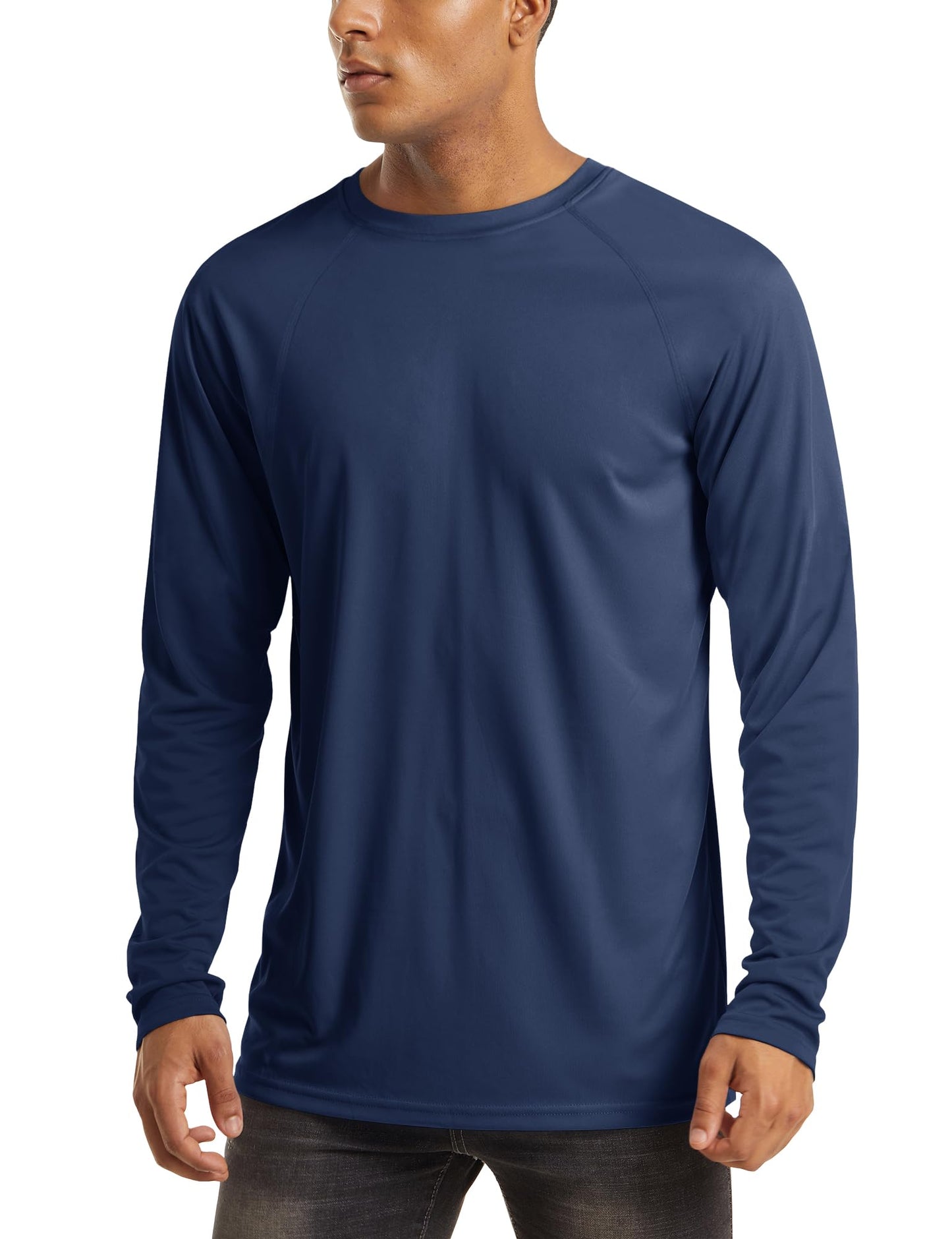 MAGCOMSEN Long Sleeve Rash Guard for Men - UPF50 Dry Fit Polyester UV Shirt, Navy, 3XL
