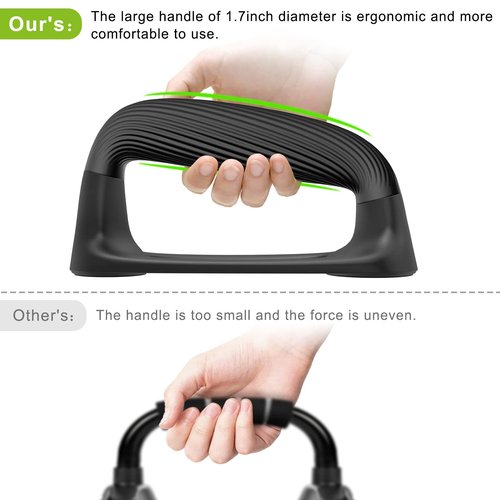 Kipika Push Up Bars, Pushup Stands With Thickened Soft Plastic Handle, Stable and Non-Slip Base, Pushup Handles Perfect for Floor Strength Training (Black)