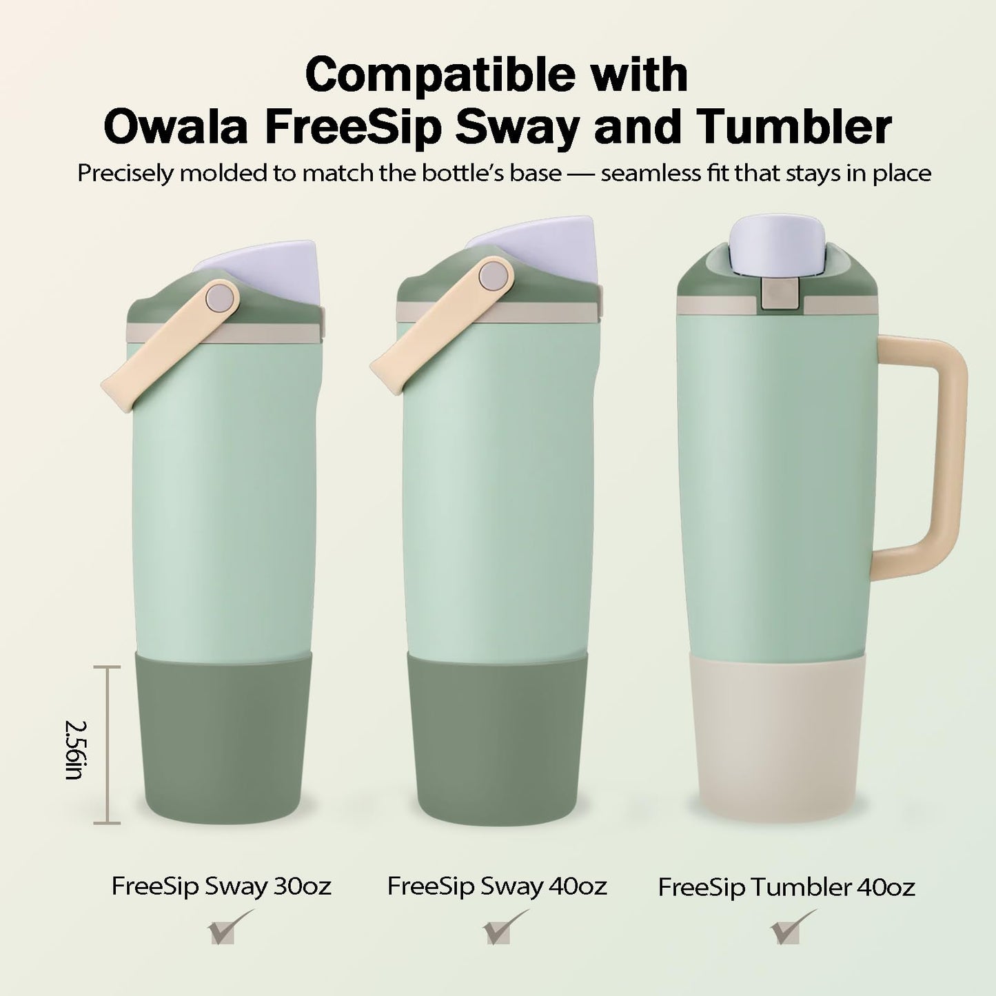Kaitiaki 2PCS Silicone Higher Boot for Owala 40oz 30oz FreeSip Sway Tumblers, Protective Anti-Slip Bottle Bottom Sleeve Accessories Fits Most Car Cup Holder, BPA-Free(Eucalyptus)