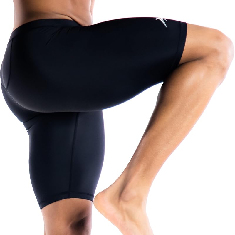 Men's Compression Shorts 9" 4-Way Stretch Baselayer - Black, No Pockets, 9" Inseam