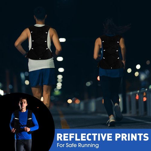 Sunnymove Running Vest with 500ml Water Bottle Reflective Hydration Water Vest with Soft Flask for Men Women Lightweight Breathable, Adjustable Chest Straps Marathon Accessories