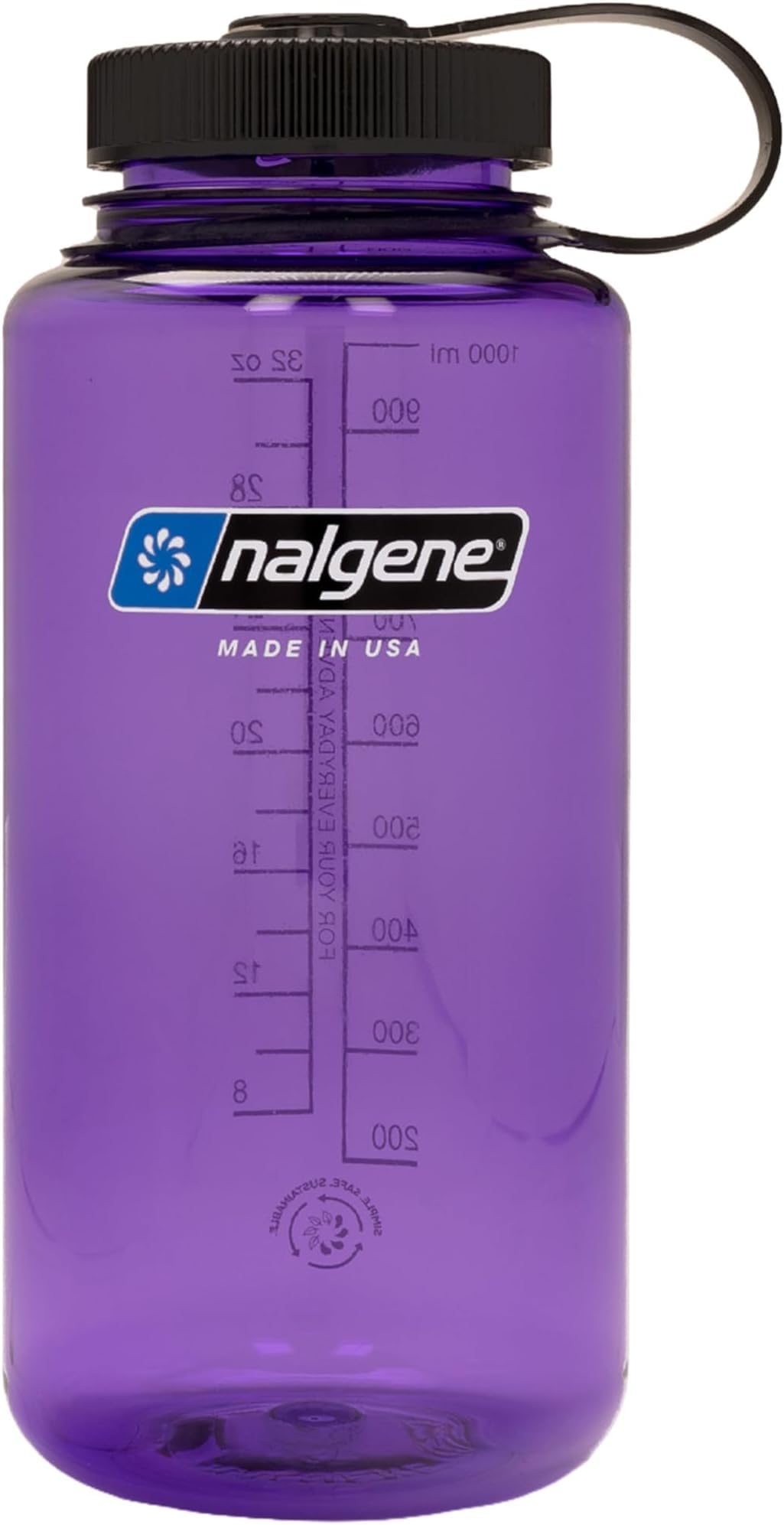 Nalgene Wide Mouth Water Bottle | BPA-Free, Durable & Leak Proof, Lightweight Bottle for Hiking & Gym, Work & Travel, Purple, 32 Ounces (Pack of 6)