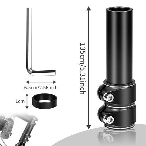 Bike Stem Riser Adjustable,Handlebar Extender, Increases Height Up to 5.2" for 1-1/8" Most Bicycle Road Bike, MTB, BMX, Cycling (Black)