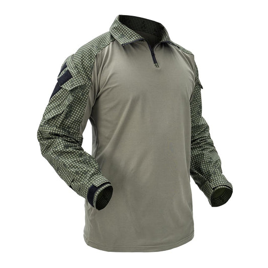 IDOGEAR OUTDOOR G3 Combat Shirts Camo Military Shirts with 4 Pockets Tactical Assault Long Sleeve for Paintball Airsoft(DNC,Large)