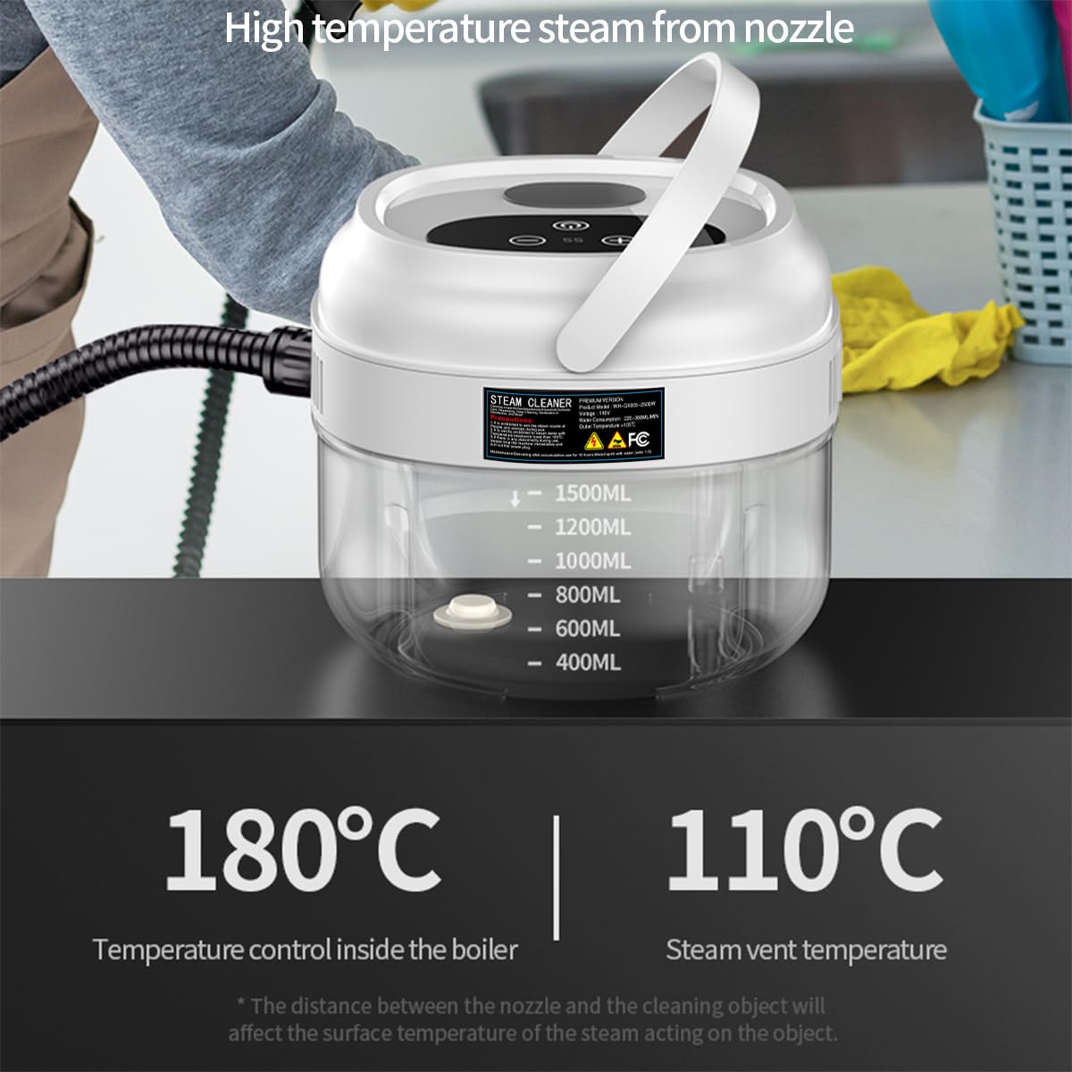 YIKEDA Handheld Steam Cleaner,Portable High-Pressure Steam Cleaner with Smart Touch Screen, Steam Cleaner for Home Cleaning of Bathroom,Furniture,Car, Shower,Kitchen, and Toys