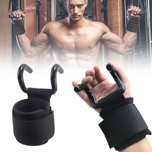 Heavy Duty Weight Lifting Hooks, 2025 New Wrist Hanging Hooks Steel Hooks with Padded Wrist Straps for Enhanced Grip, Gym Lifting Wrist Grips Ideal for Powerlifting, Deadlifts, and Rows (1 Pair)