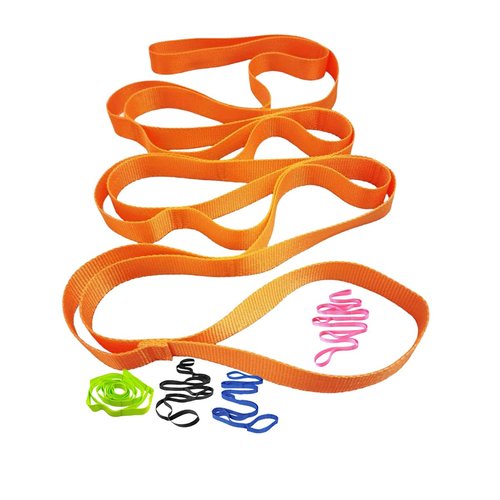 Yoga Strap Stretching Strap with Loops,10 Loops Non-Elastic Exercise Strap for Pilates, Dance Exercise Rehabilitation Training Multi-Loop Stretching Band-Orange