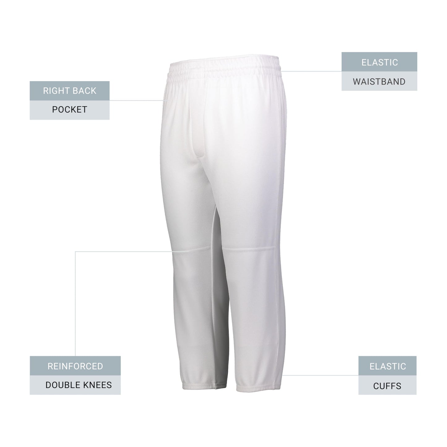 Augusta Sportswear Youth Gamer Pull-Up Baseball Pant White XL